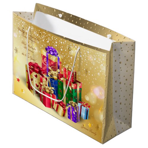 Winter Holiday Wishes XMAS Personalized Large Gift Bag