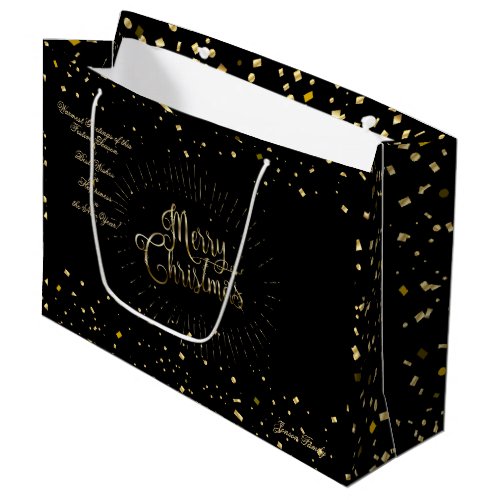 Winter Holiday Wishes XMAS Personalized Luxury Large Gift Bag