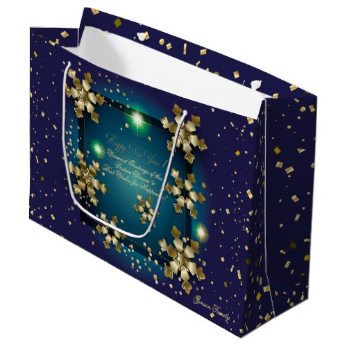Winter Holiday Wishes XMAS Personalized Luxury Large Gift Bag