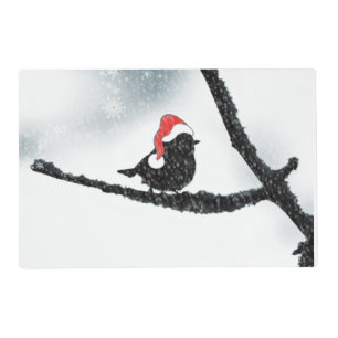 Winter Holidays Bird on a Snowy Branch Placemat