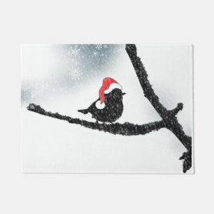 Winter Holidays Bird Snowy Branch Doormat