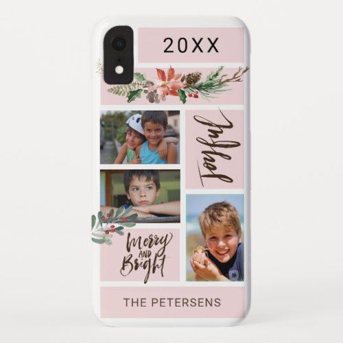 Winter Holidays  Christmas Family 3 Photo Collage iPhone XR Case