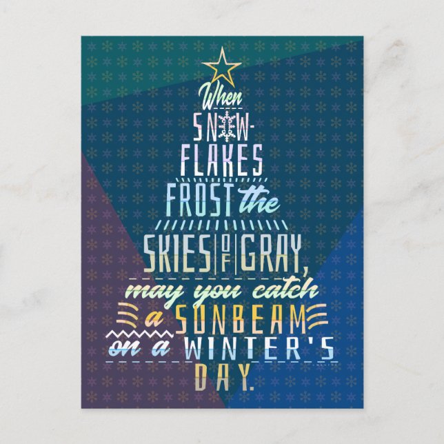 Winter Holidays Christmas Tree Snowflakes Poem Holiday Postcard (Front)