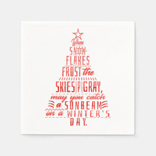 Winter Holidays Christmas Tree Snowflakes Poem Paper Napkins