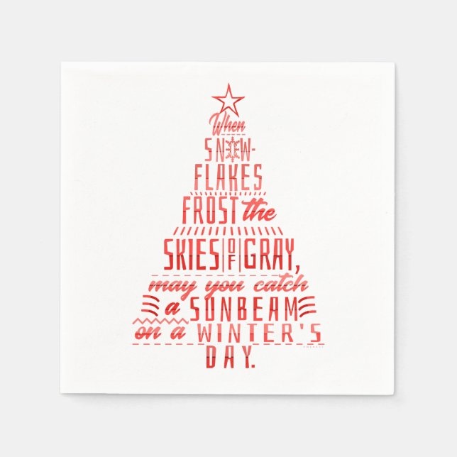 Winter Holidays Christmas Tree Snowflakes Poem Paper Napkins (Front)
