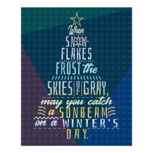 Winter Holidays Christmas Tree Snowflakes Poem Poster