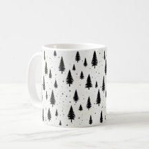 Winter Holidays Christmas trees black and white