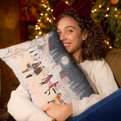Winter Holidays Christmas Village Lumbar Pillow