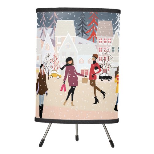 Winter Holidays Christmas Village Tripod Lamp