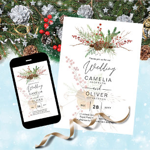 Winter Holidays Christmas Wedding Invitation