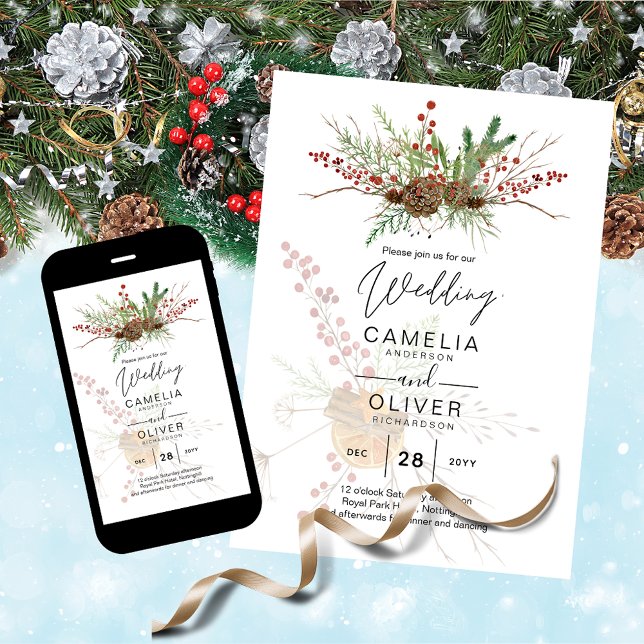 Winter Holidays Christmas Wedding Invitation  (Creator Uploaded)