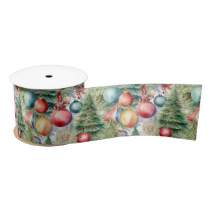 Winter Holidays Décor, holiday Trees and toys Satin Ribbon