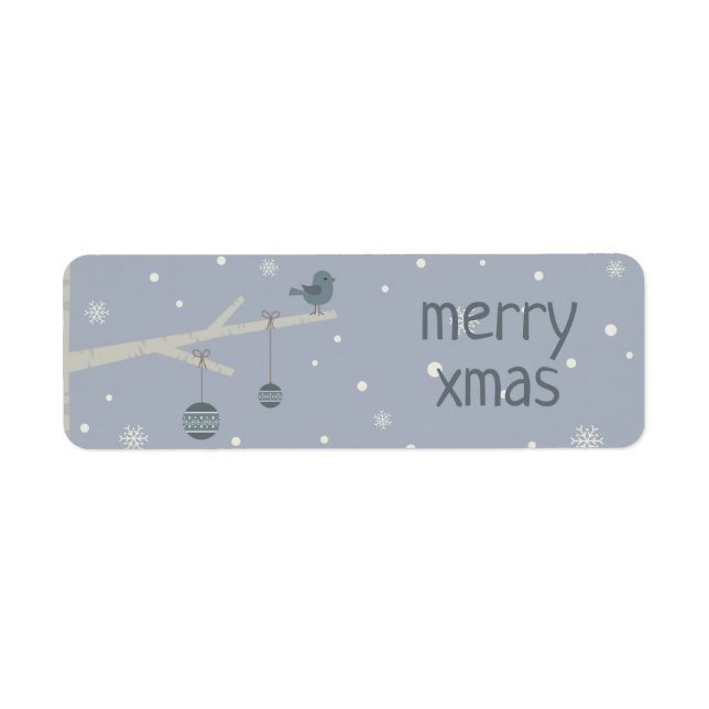 Winter holidays forest tree sparrow bird label (Front)