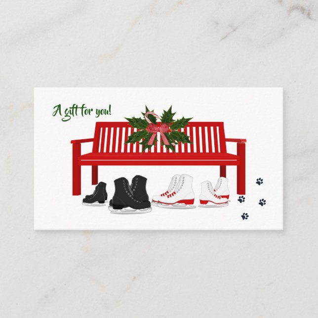 Winter Holidays Ice Skating Gift Present  Enclosur Enclosure Card (Front)