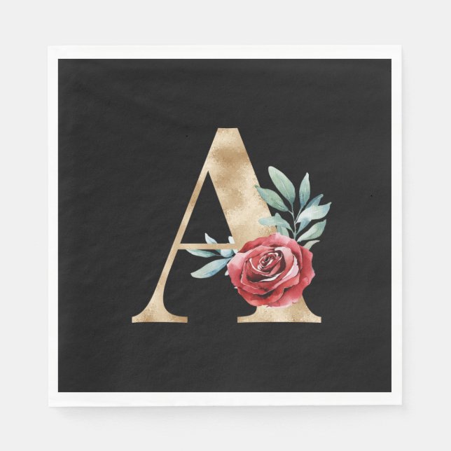 Winter holidays initials  letter A Napkins (Front)