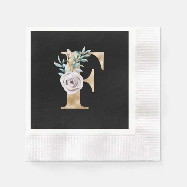 Winter holidays initials  letter F Napkins (Front)