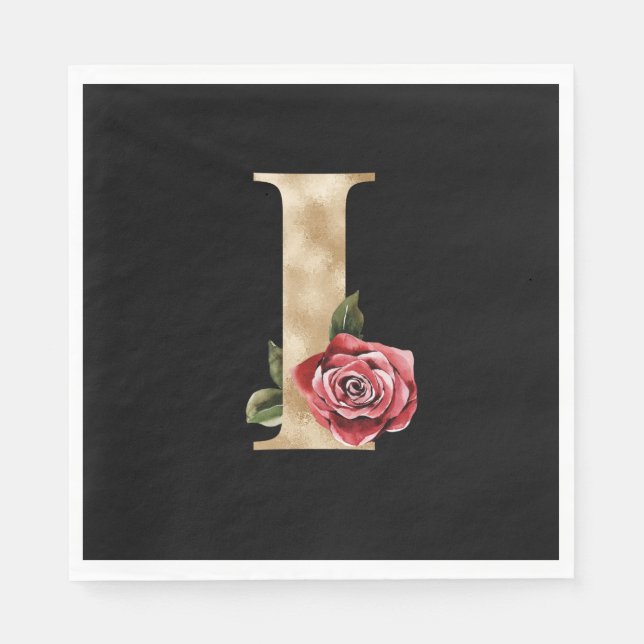 Winter holidays initials  letter I Napkins (Front)