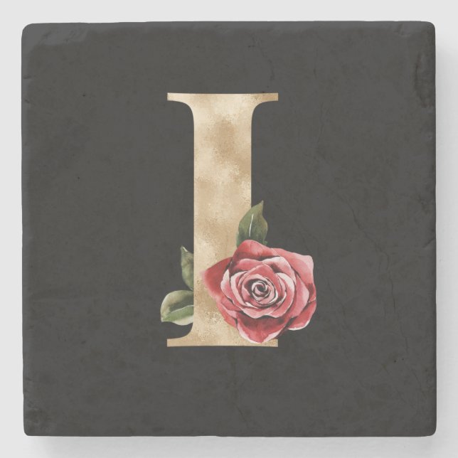 Winter holidays initials  letter I Stone Coaster (Front)