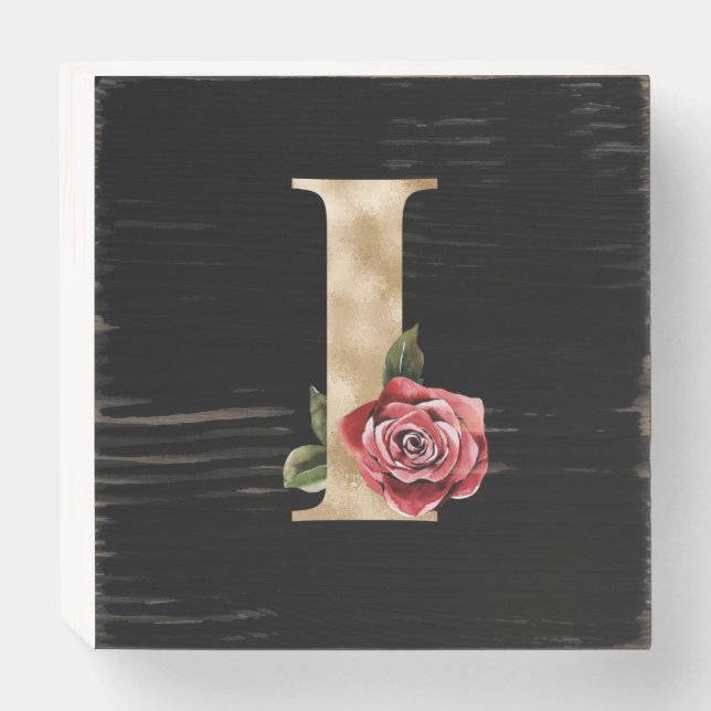 Winter holidays initials  letter I Wooden Box Sign (Front Horizontal)