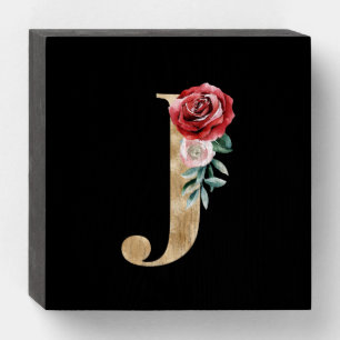 Winter holidays initials  letter J Wooden Box Sign