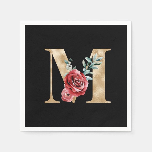 Winter holidays initials  letter M Napkins (Front)