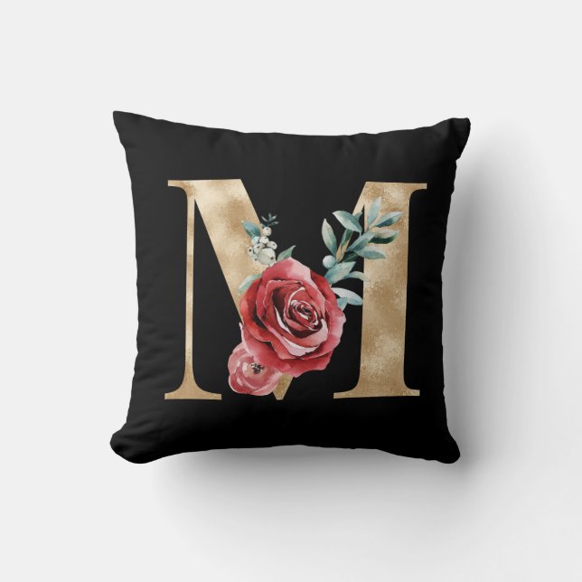 Winter holidays initials  letter M Throw Pillow (Front)