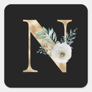 Winter holidays initials letter N Square Sticker