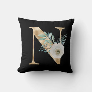 Winter holidays initials  letter N Throw Pillow