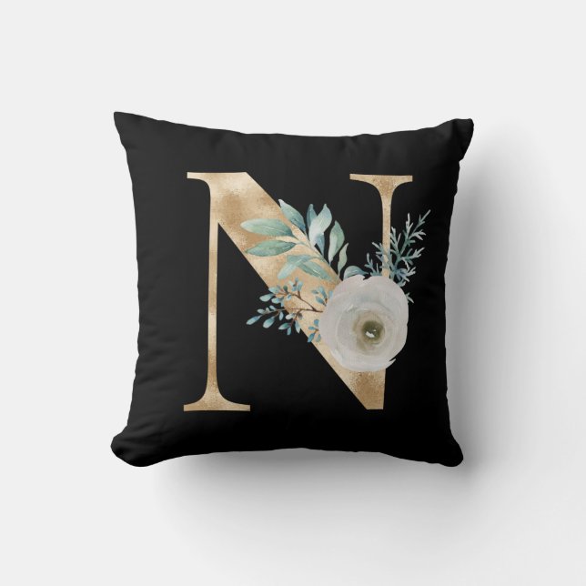 Winter holidays initials  letter N Throw Pillow (Front)