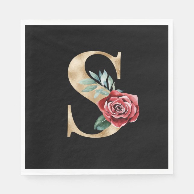 Winter holidays initials  letter S Napkins (Front)