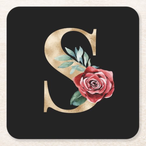 Winter holidays initials  letter S Square Paper Coaster