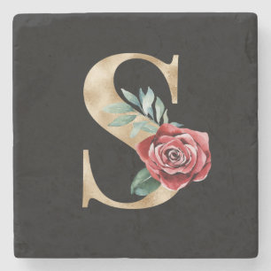 Winter holidays initials letter S Stone Coaster