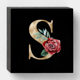 Winter holidays initials  letter S Wooden Box Sign