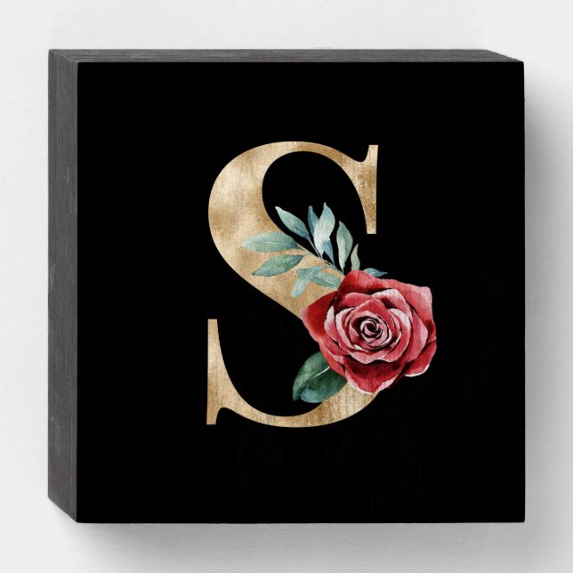 Winter holidays initials  letter S Wooden Box Sign (Front Horizontal)