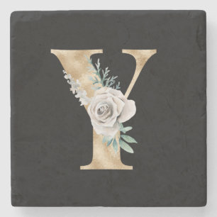 Winter holidays initials  letter Y Stone Coaster