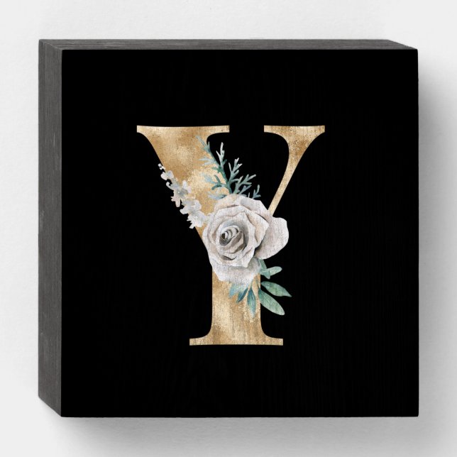 Winter holidays initials  letter Y Wooden Box Sign (Front Horizontal)