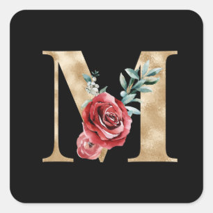 Winter holidays initials sticker letter M