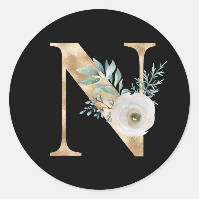 Winter holidays initials sticker letter N (Front)