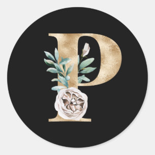 Winter holidays initials sticker letter P