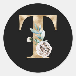 Winter holidays initials sticker letter T