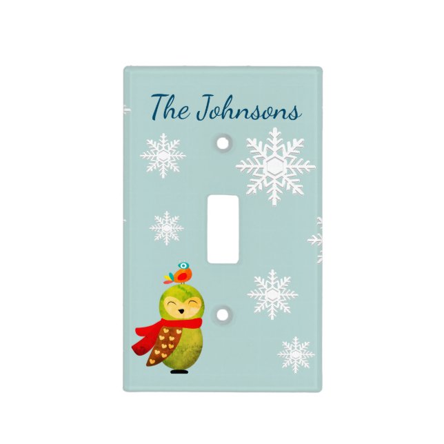 Winter Holidays Owl Light Switch Cover (Front)