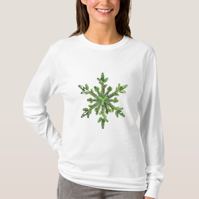 Winter Holidays Pine Snowflake Female Long-Sleeved T-Shirt (Front)