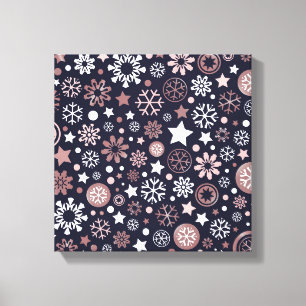 Winter holidays pink white snowflake canvas print