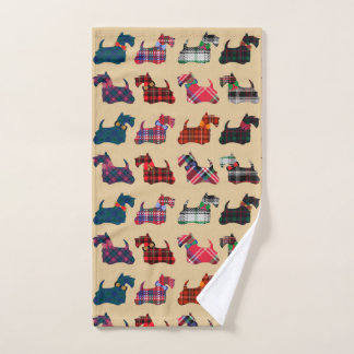 Winter Holidays Plaid Scottish Terriers Kitchen Hand Towel