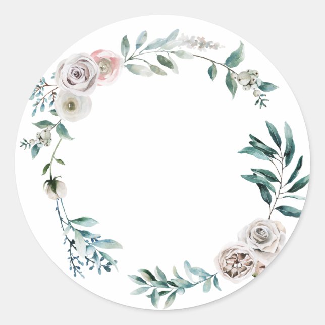 Winter holidays roses wreath sticker (Front)