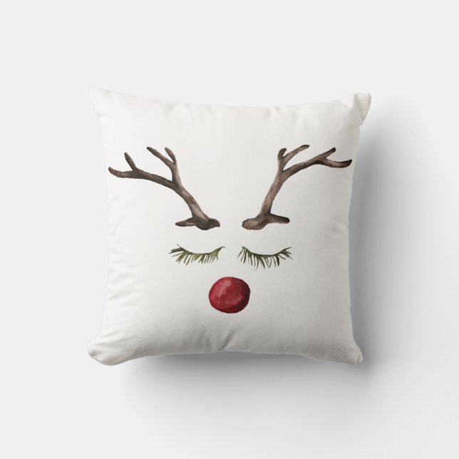Winter holidays Rudolph Throw Pillow (Front)