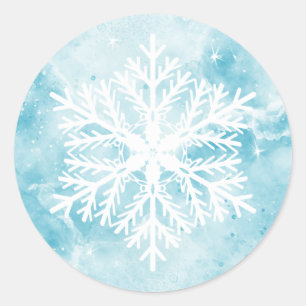 Winter Holidays Snowflake Teal Blue Christmas Classic Round Sticker
