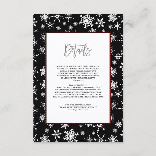 Winter Holidays Snowflakes Red Buffalo Wedding Enclosure Card