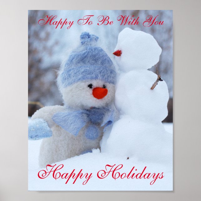 Winter Holidays Snowman Greeting Poster (Front)