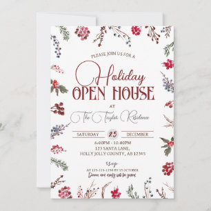 Winter Hollies, Holiday Open House, Year End Party Invitation